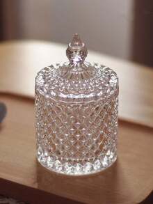 1 hũ thủy tinh pha lê sang trọng có nắp khắc họa tiết kim cương - Không chứa chì, thích hợp đựng đường, đồ ăn nhẹ, v.v. - Lý tưởng để trang trí nhà bếp, phòng khách, phòng ngủ. - Màu trong suốt - Xem 2