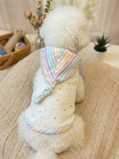 PETSIN Pet Autumn New Item Dog Hooded Vest Rainbow Western-Style Cat Teddy Bear Gradient Universal Thin Clothing