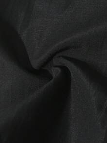SHEIN 温柔优雅的风格——无袖藏蓝色翻领系带上衣，饰以珍珠纽扣，搭配舒适宽松的阔腿裤，时尚百搭的大女孩两件套！优雅的无袖上衣和裤子套装，更添小女孩的魅力。 - 黑色 - 查看 6