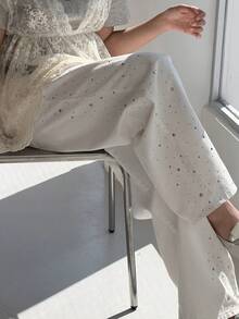 Dazy Kids 少女款带口袋阔腿宽松休闲百搭牛仔裤 - 白色 - 查看 9