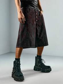 ROMWE MEN Goth Quần short denim nam dáng rộng 5 inch - màu đen - Xem 4