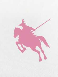 Resyla Áo thun nữ tay ngắn kẻ sọc phối họa tiết hiệp sĩ, kiểu dáng thường ngày. - màu đen - Xem 6