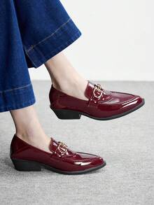 Burgundy bright leather H buckle