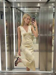 Maija Women's V-Neck Sleeveless Casual Dress Long Dress - Apricot - View 1