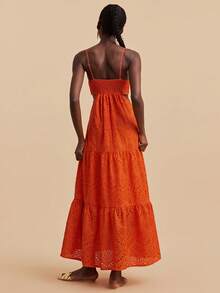 Travachic Đầm dài nữ thanh lịch thêu họa tiết, thích hợp cho kỳ nghỉ, tiệc tùng, hẹn hò, tiệc trà chiều, đầm hè, trang phục đi nghỉ mát, đầm lễ hội, đầm lễ Phục Sinh. - trái cam - Xem 3