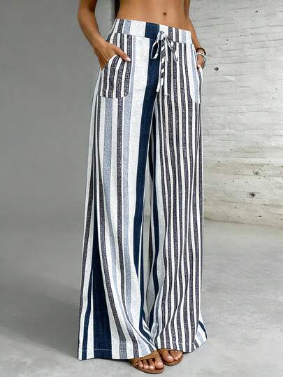 SHEIN Holidaya Women's Elegant Casual Striped Pants