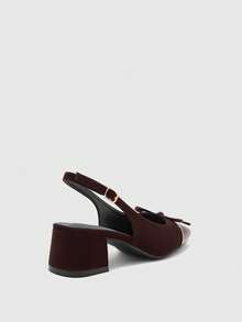 CUCCOO BIZCHIC 女士经典黑色高跟绑带平底鞋，圣诞节时尚之选 - 巧克力棕 - 查看 9