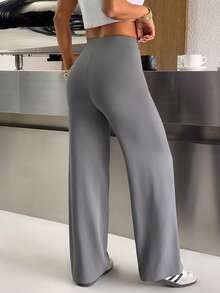 SHEIN EZwear 夏季休闲两件套女士针织抽绳腰休闲裤套装 - 彩色 - 查看 2