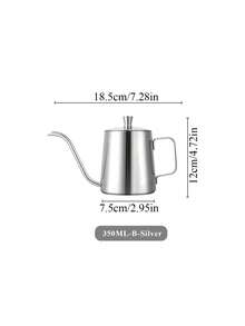 1pc 350ml/600ml 304 Stainless Steel Coffee Pot With Lid, Drip Coffee Maker, Coffee Making Tool, Learning Supplies (Black/Silver)