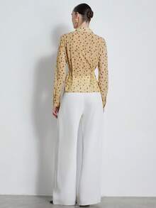 Aveloria Modichic 优雅通勤长袖衬衫，随机水波点印花系带，时尚百搭，秋冬款 - 彩色 - 查看 6