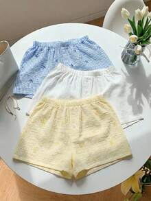 Comfortcana 3件套女士夏季休闲条纹短裤套装 - 彩色 - 查看 6