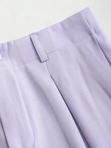 Sweetra Quần ống rộng xếp ly jacquard cổ điển thanh lịch dành cho nữ, thích hợp cho mùa Thu/Đông. - Màu tím hoa cà - Xem 4