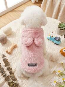 PETSIN 一件装，柔软抓绒透气棉混纺，保暖加厚防风轻便舒适不刺激皮肤，易于穿脱，弹性袖口设计，纯色和经典条纹可选，宠物连帽卫衣，适合秋冬季日常散步、户外玩耍、室内休闲，适用于小型和中型犬猫、幼犬、幼猫，圣诞节新年宠物御寒服装，时尚可爱宠物服饰，保暖宠物套装，宠物连帽衫 - 彩色 - 查看 2