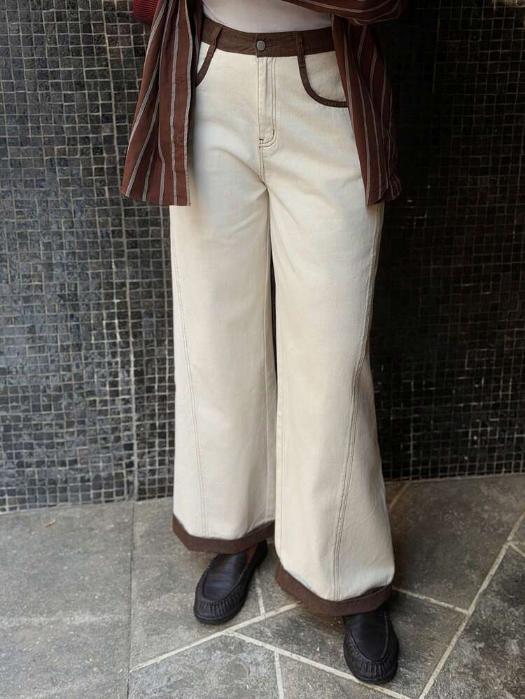 Women's Color Block Straight Leg Jeans