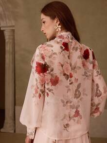 MOTF PREMIUM WOMEN'S ROMANTIC ELEGANT FLORAL PRINTED LONG SLEEVE BLOUSE, SPRING/SUMMER - Multicolor - View 3