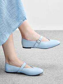 CUCCOO BIZCHIC Women's Fashion Commuter Versatile Casual Mary Jane Flat Shoes For Christmas - Light blue - View 1