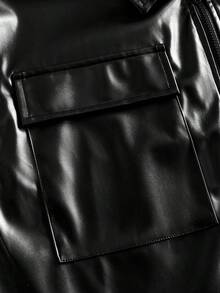 EASEVO Chaqueta con cremallera y bolsillo con solapa para hombre de talla grande, de verano y estilo urbano - Negro - Ver 6