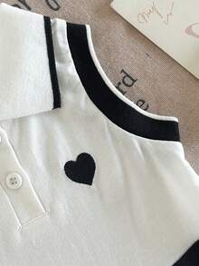 SHEIN Gaun Bayi Perempuan Musim Panas Kasual Tanpa Lengan Gaya Preppy dengan Blok Warna - Biru - View 3