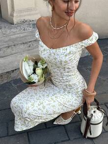 Cévolie 女士碎花中长连衣裙，休闲假日风 - 彩色 - 查看 6