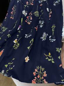 GlowEve New Floral Design Chic French Style Women Skirt - Navy Blue - View 4