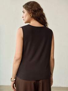 MOTF PREMIUM PLUS SIZE SLEEVELESS RUCHED TANK TOP - Black - View 3