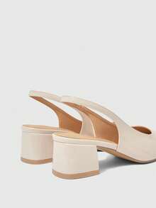 Sleekvia Chaussures femme à bout carré, talon court et moyen, bride arrière abricot. Classique, simple, mode de base, confortable, polyvalent, idéal pour le travail, les courses. Chaussures plates avec bride arrière, sans rembourrage - Abricot profond - Voir 9