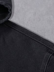 Manfinity Hypemode Men's Casual American Style Black Denim Jacket, Versatile For Commuting And Home Wear - Black - View 8