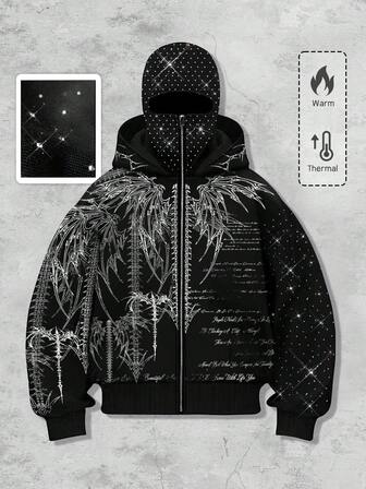 Men's Autumn/Winter Gothic Personalized Streetwear Hoodie Sweatshirt, Long Sleeve Top