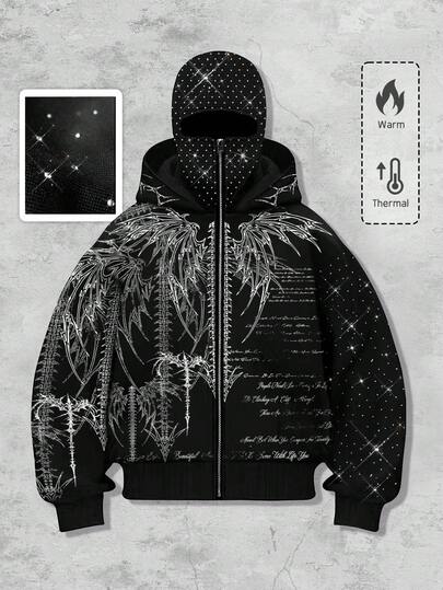 Men's Autumn/Winter Gothic Personalized Streetwear Hoodie Sweatshirt, Long Sleeve Top