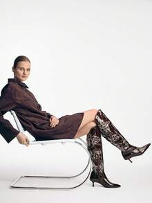 Mnmlis Women's Pointed Toe Elegant High Heel Over-The-Knee Boots, Suitable For Party Occasions Valentine's Day - Brown - View 2