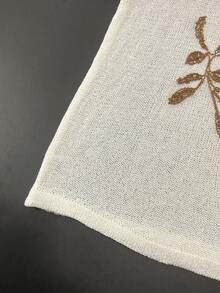 GlowEve Minimalist Embroidered Round Neck Loose Fit Relaxed Long Sleeve Pullover Sweater, Versatile For Women In Spring/Autumn - Apricot - View 6