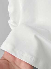 Resyla Heart Embroidery Contrast Trim Round Neck Casual Short Sleeve T-Shirt - White - View 3