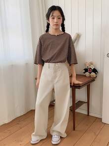 DAZY Girls' Bow Embroidered Denim Jeans - Apricot - View 5