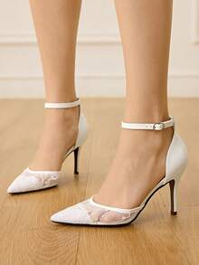 CUCCOO HITCHD Women Heeled Sandals Valentine's Day Elegant Shoes - White - View 8