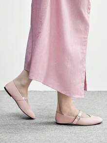 CUCCOO BIZCHIC Giày bệt Mary Jane thời trang nữ, đa năng, thoải mái, thích hợp cho dịp Giáng sinh - Màu Hồng baby - Xem 3