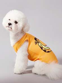 GARFIELD | SHEIN 1pc Cute Cartoon Cat Print Pet Tank Top, Extra Small, Plus Size,For Cats, Dogs, - Orange - View 5