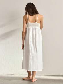 Ocili Women's Loose Fit Hollow Out Embroidery Camisole Dress, Loungewear - White - View 3