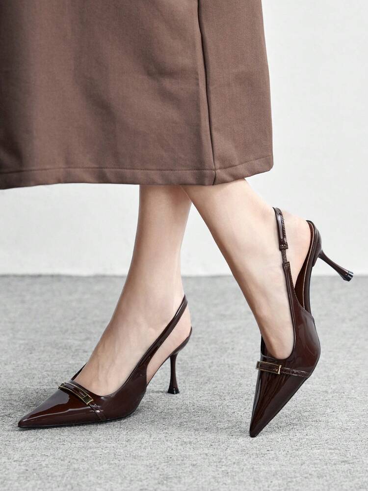 CUCCOO BIZCHIC Women's Black Patent Leather Pointed Toe Stiletto Heel Sexy Hollow Out High Heel Pumps Valentine's Day Spring Shoes