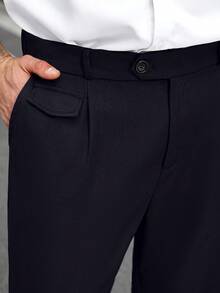 Manfinity Mode Plus Size Men's Solid Color Pocket Straight Loose Casual Pants