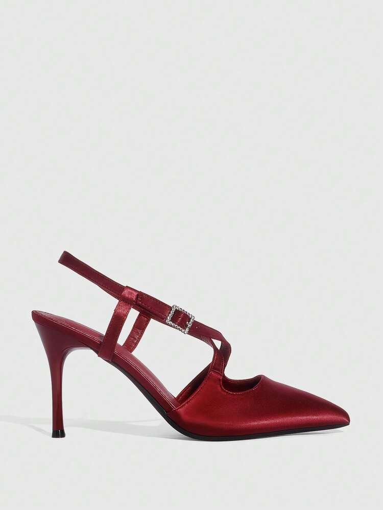 CUCCOO SZL Women's Pointed Toe Buckle Design Fashionable High Heels, Versatile For Daily Wear Spring Shoes