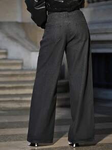 Mima John Washed Denim Low Rise Baggy Jeans, Spring 90's Y2k Streetwear Casual Holiday Ibiza Concert Festival Rave Western Fall Autumn Winter Nashville Office Work - Black - View 2