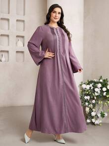 Al Najma Plus Size Women's Elegant Arabic Style Dress - Dusty Purple - View 4