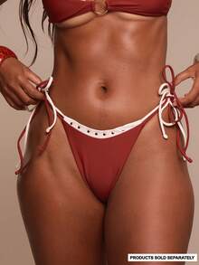 Musera Resort Terra Sol Spring 铆钉双层系带比基尼泳裤（仅限泳装）度假夏季旅行沙滩装 - 紅色 - 查看 1