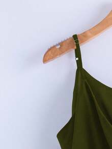 Lyxana Áo camisole nữ thời trang thường ngày cổ chữ V xếp ly, thắt nơ eo, dáng chữ A. - màu xanh lá - Xem 4