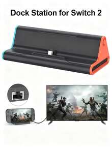 Teckwe Switch 2 遊戲主機 TV 接駁底座，附 Type C/USB 接口、USB 3.0 快充底座支架 - 彩色 - 查看 1
