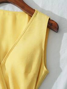 GlowEve Women's 2026 Spring/Summer New Vacation Sleeveless Ruffle Wrap Dress - Pale Yellow - View 3