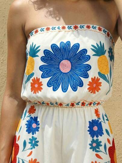 CAJUNI Women's Floral Print Casual Romper For Vacation