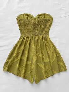 Soleia 女士春夏度假嘉年华邮轮水彩印花扭结露背连体裤，宽松版型，适合派对、约会、情人节、叠穿 - 綠色 - 查看 2