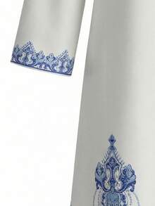 Tween Girls Classic Elegant Vintage Floral Embroidered Print Dress, Casual Minimalist Traditional Arabian Robe, Modest Long Sleeve Dress, Prayer Abaya, Comfortable And Easy To Wear, Casual Everyday Style, Resort-Inspired, Modest Kaftan, Girls' Jalabiya, Children's Jalabiya - Multicolor - View 3