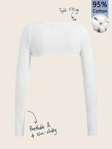 Tseoso White Solid Crop Bolero Shrug Top (Without Cami) - White - View 6